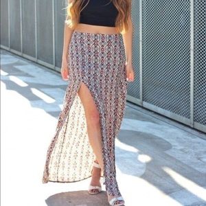 Brandy Melville Pink Pattern Maxi Skirt